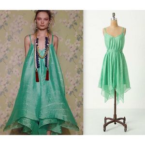 NWT HD in Paris Anthropologie Green Piperita Dress